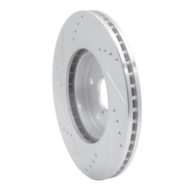 Subaru Forester Brake Rotor (1) - Front Right - R1 Concepts - Drilled & Slotted - Silver - `19-`24